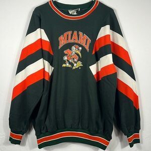 🔥🏈 True Vintage 90’s MIAMI HURRICANES Thick RARE Crewneck Sweatshirt XL - EUC